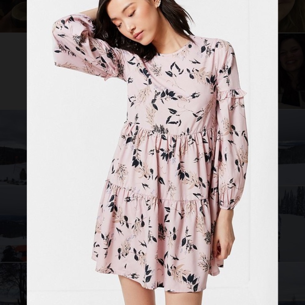Urban Outfitters Tiered Long Sleeve Floral Dress